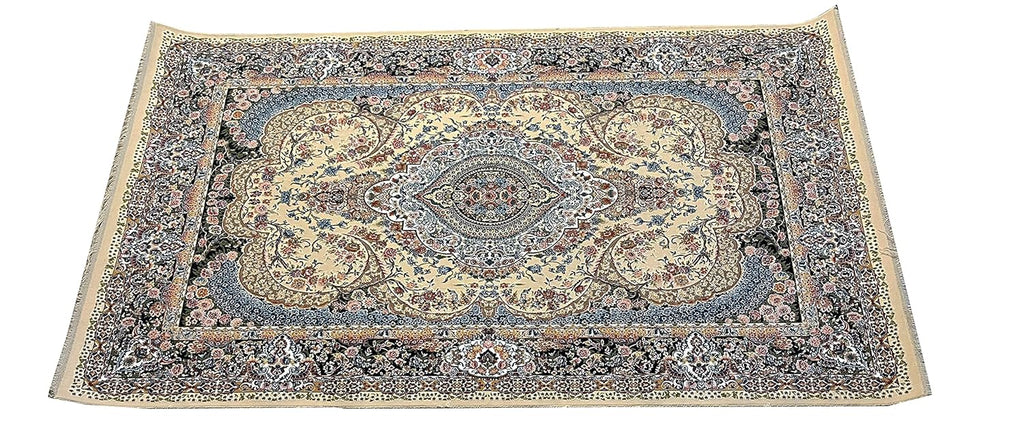 Elegant Irani Beige Carpet with Detailed Floral Pattern Work