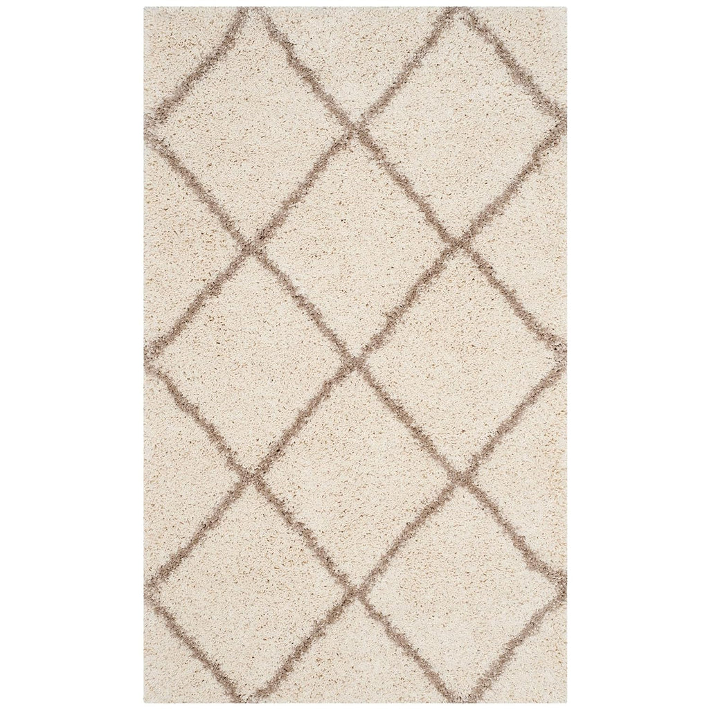 Contemporary Cream Diamond Grid Carpet & Rug