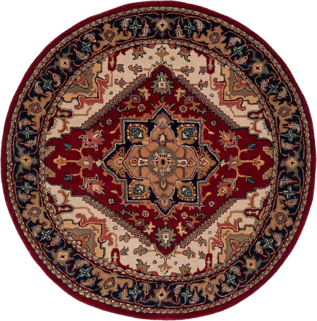 Export Quality Handmade Woollen Round Carpet – Timeless Floral Elegance