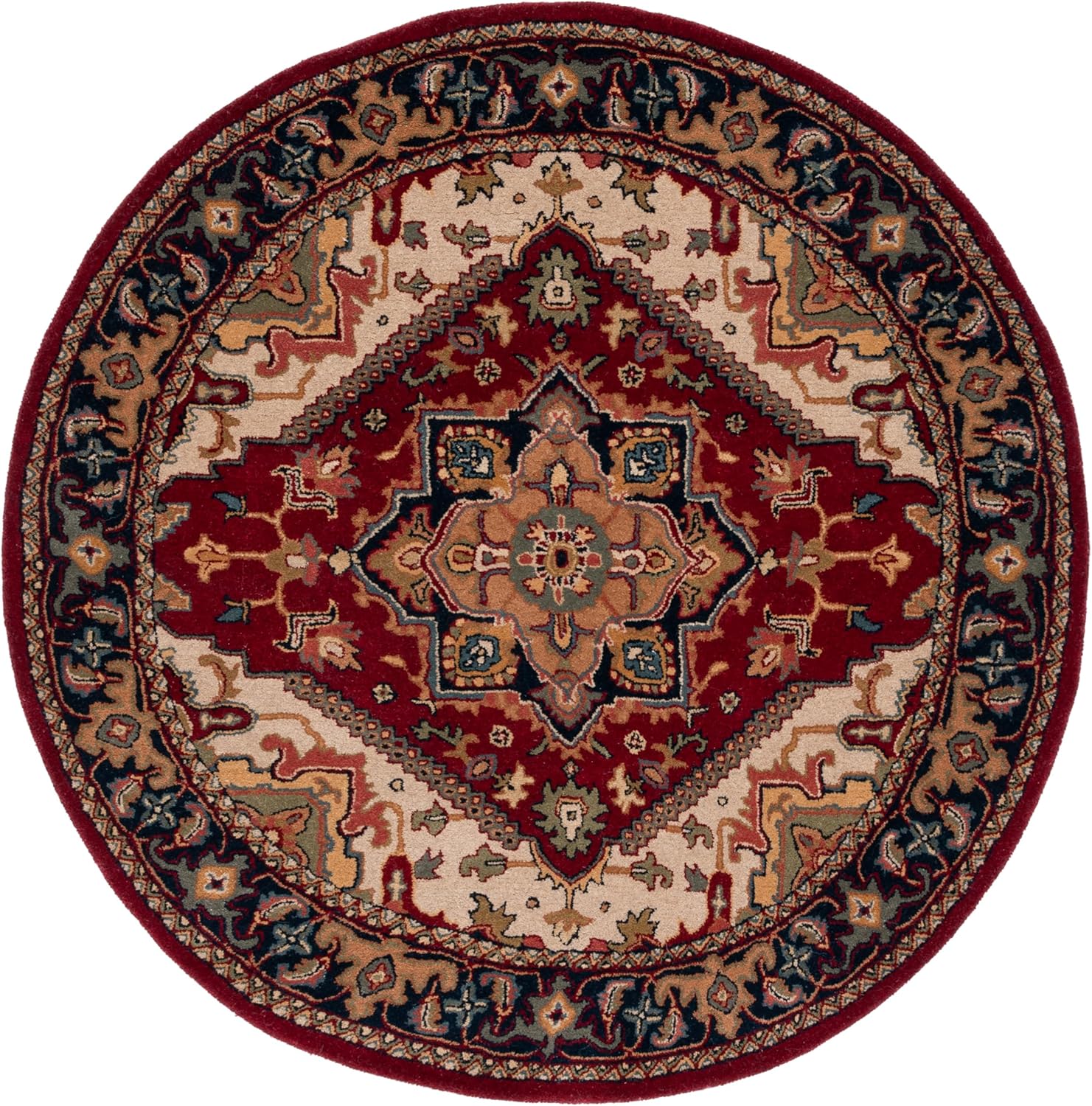 Export Quality Handmade Woollen Round Carpet – Timeless Floral Elegance