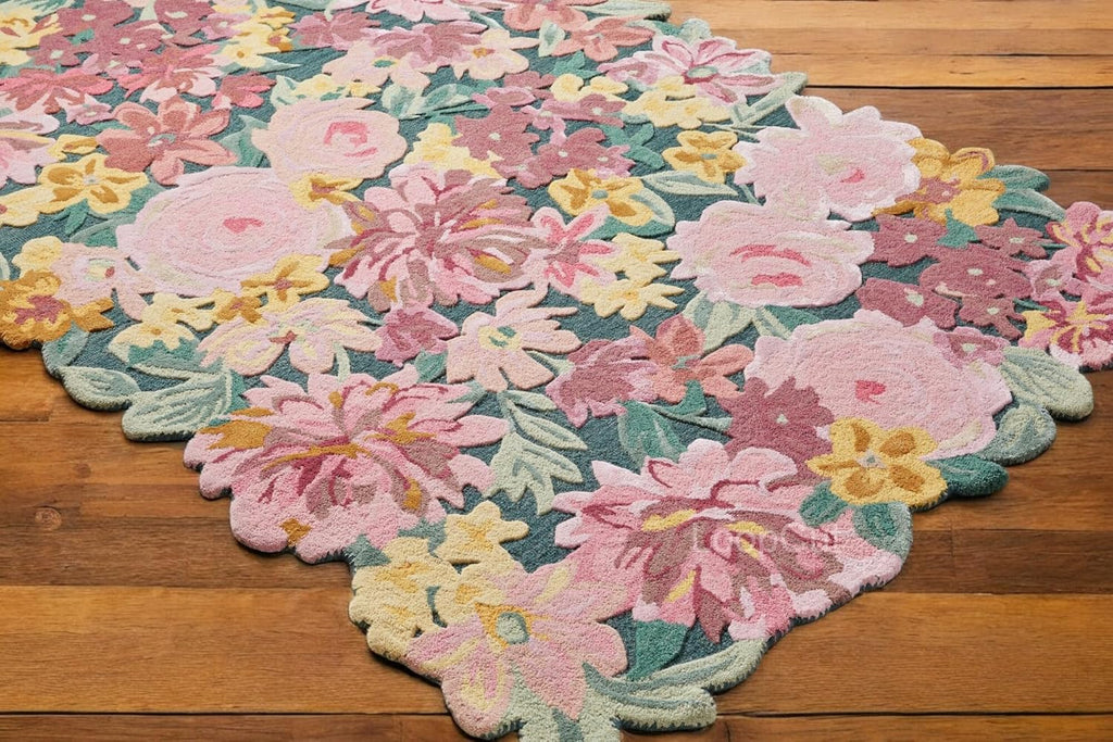 Irregular Floral Area Rug