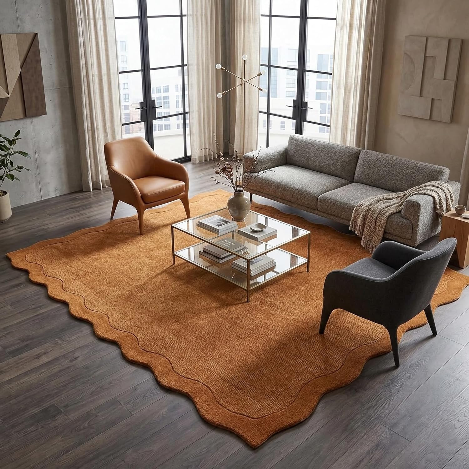 Organic Wave Edge Wool Area Rug