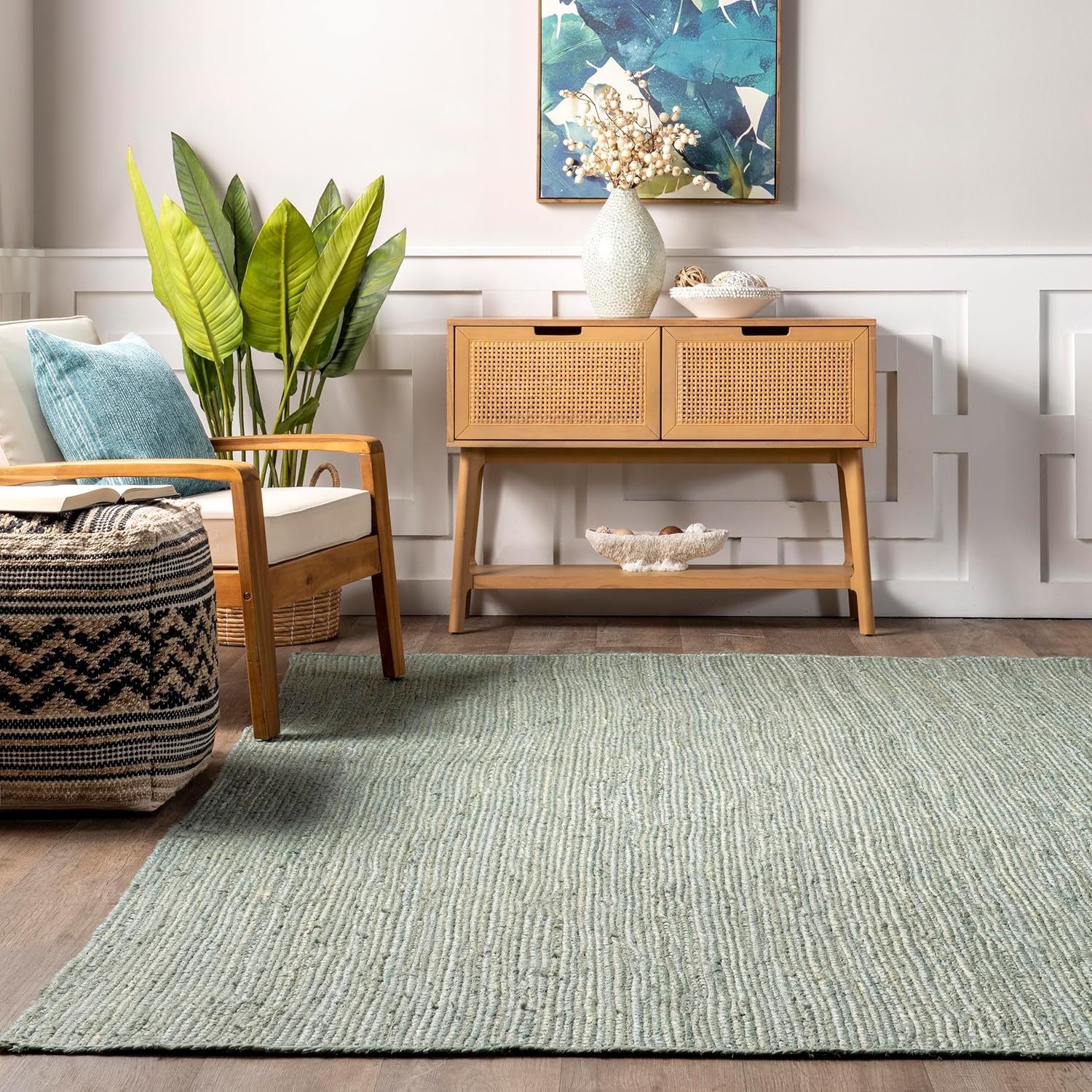 Soft Sage Handwoven Jute Carpet