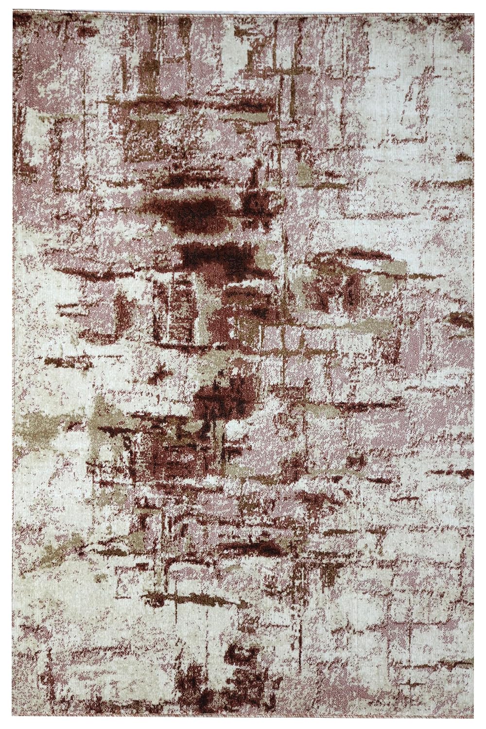 Abstract Terracotta Distressed Texture Rug