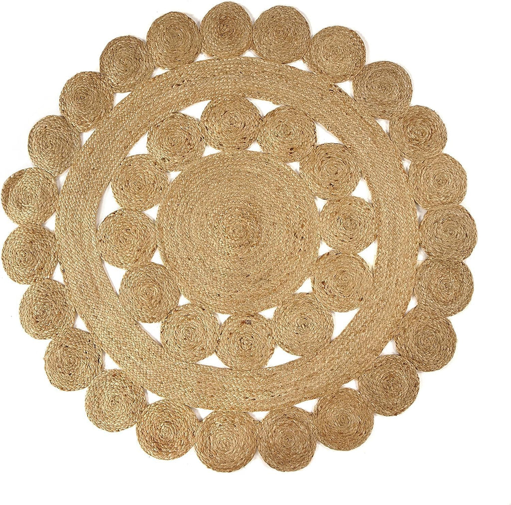 Decorative Round Carpet with Layered Ring Pattern