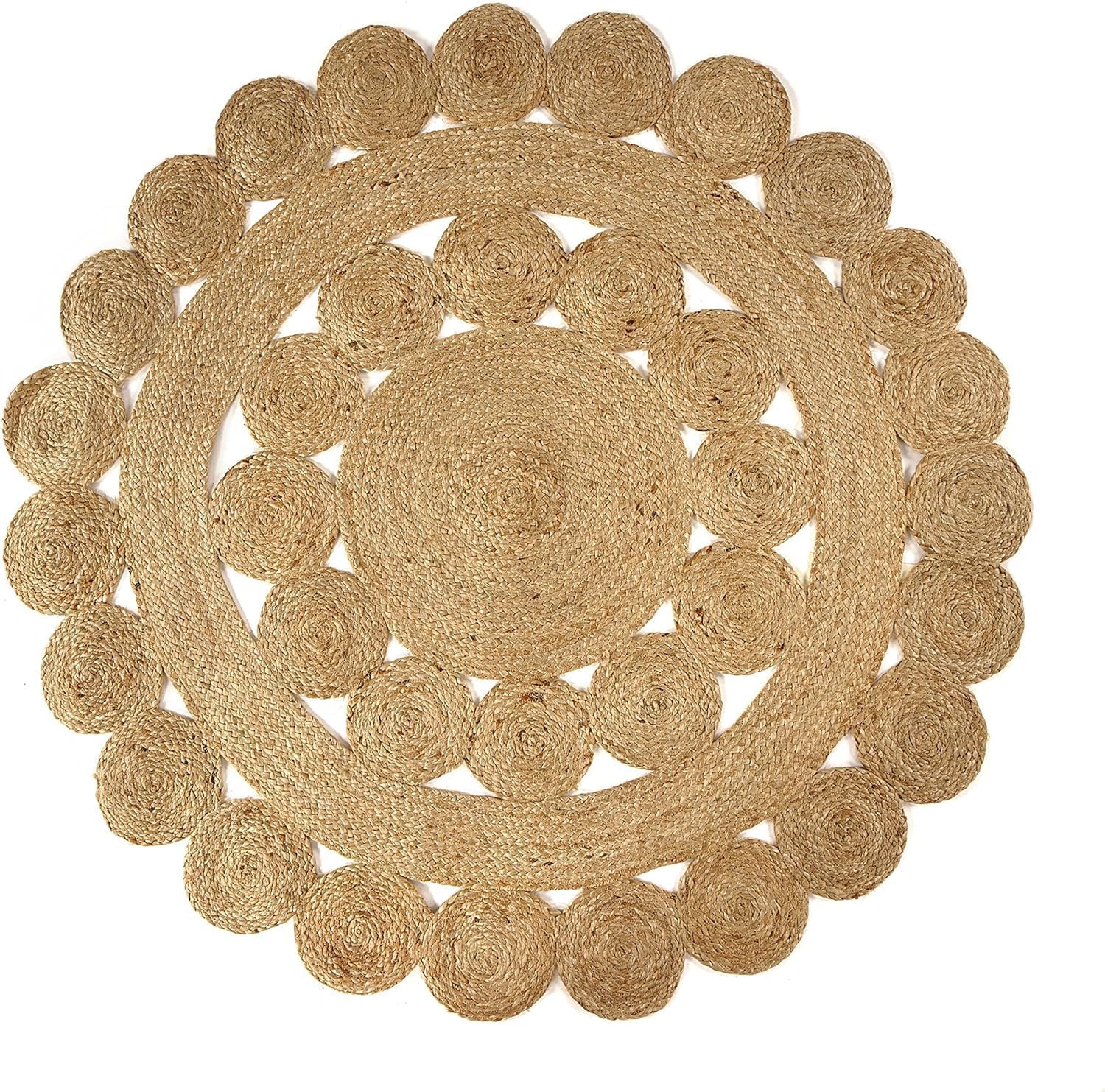 Decorative Round Carpet with Layered Ring Pattern