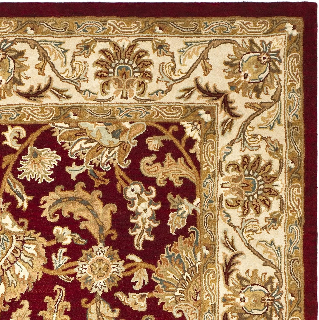 Burgundy Floral Tufted Wool Rug