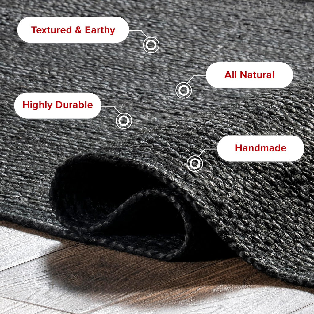 Black Braided Jute Rug