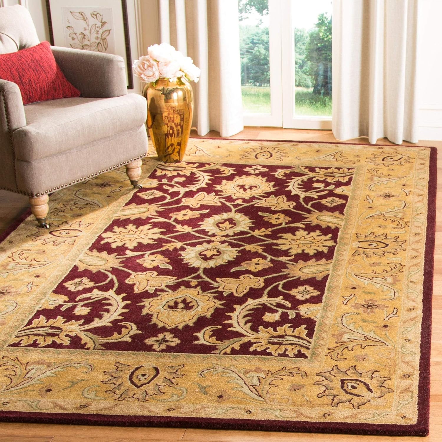 Burgundy Ziegler Style Persian Carpet & Rug