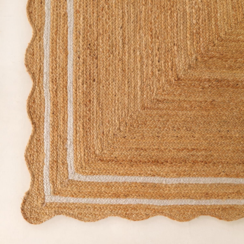 Natural Jute Rug with White Trim