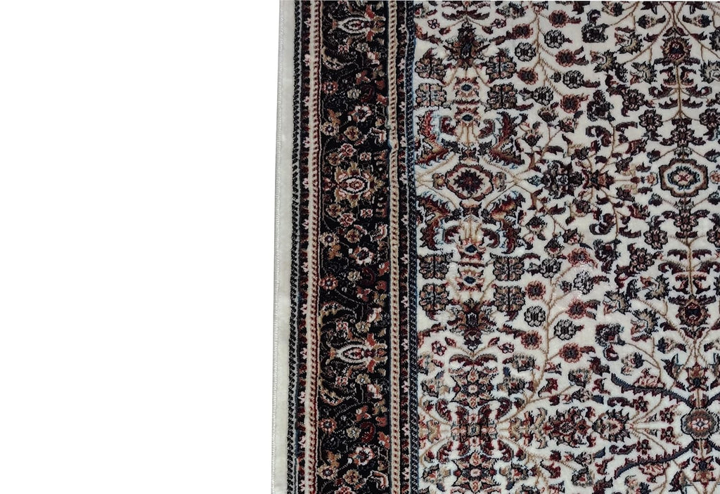 Classic Irani Ivory Carpet with Large Central Medallion Pattern