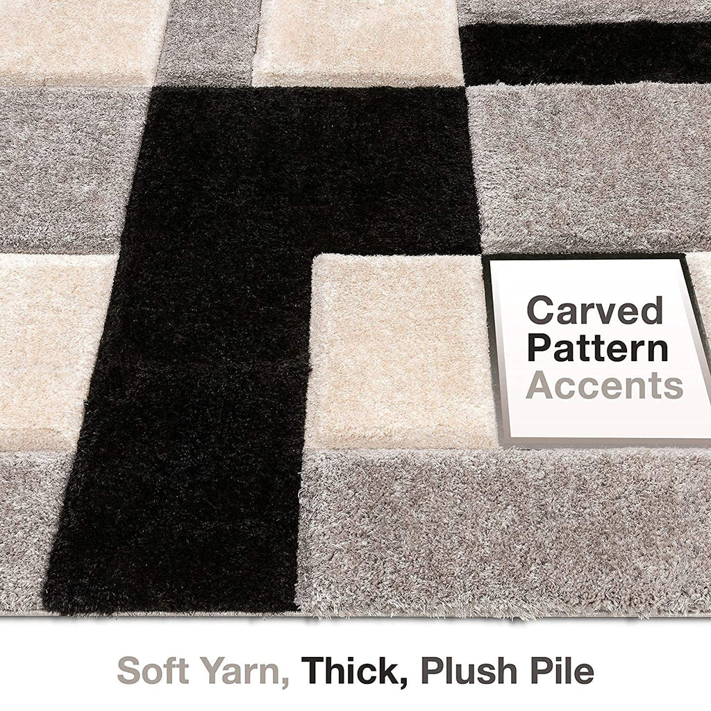 Modern Grey Checkered Designer Carpet & Rug