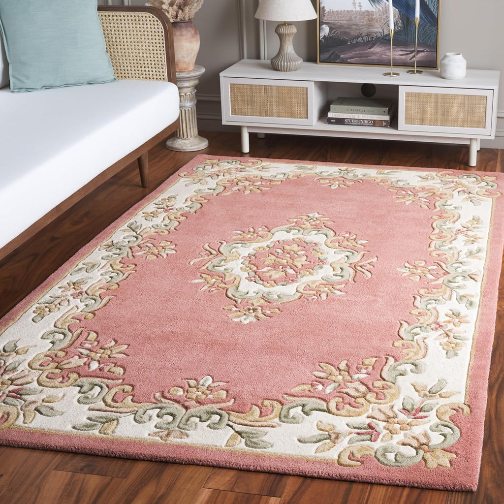 Abushan Traditional Blush Pink Medallion Rug