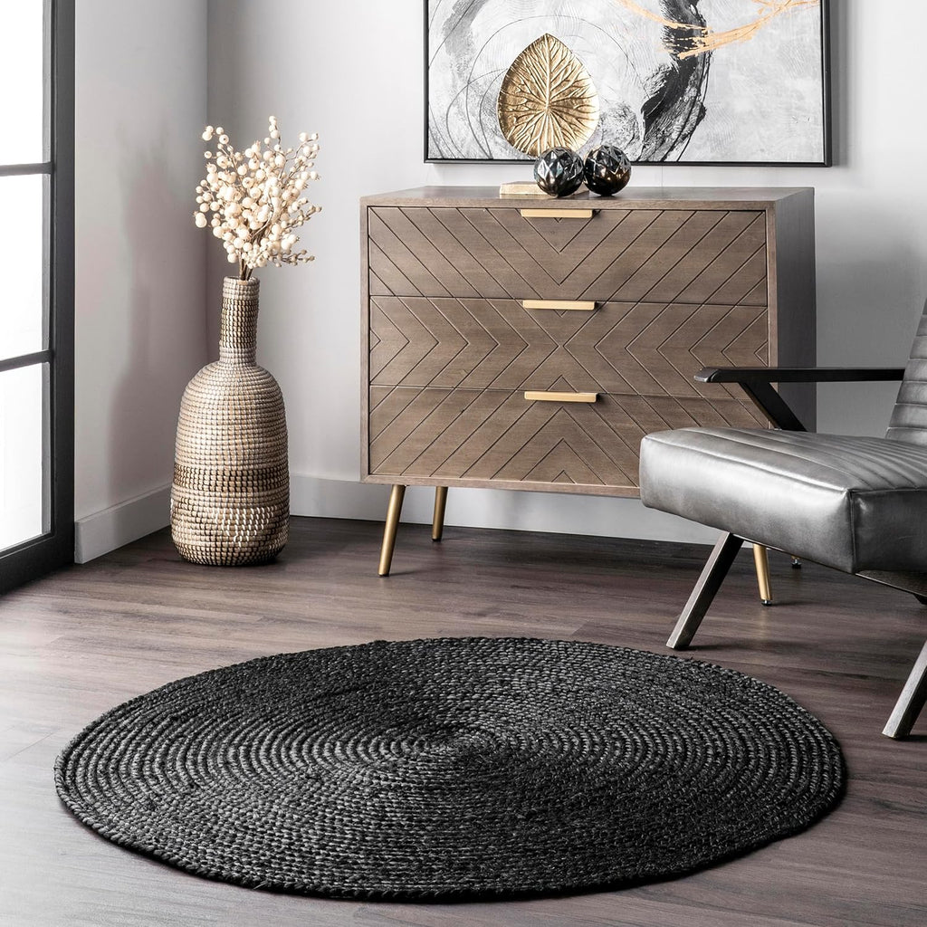 Modern Black Jute Area Rug