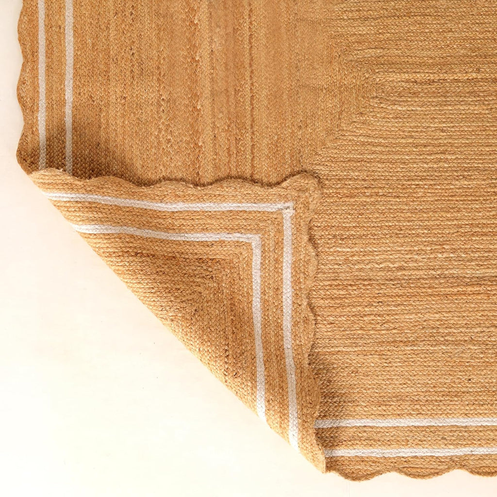 Natural Jute Rug with White Trim