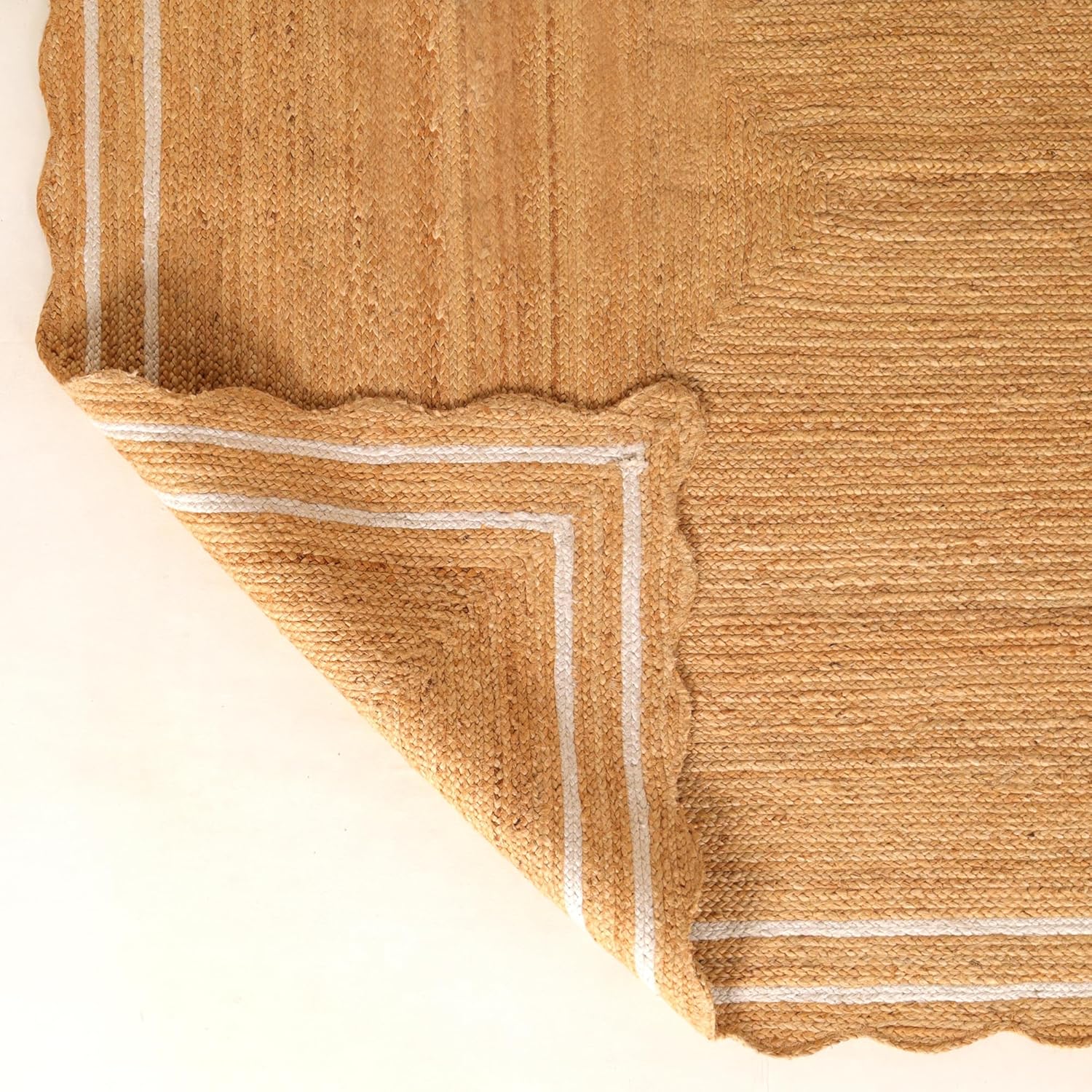 Natural Jute Rug with White Trim