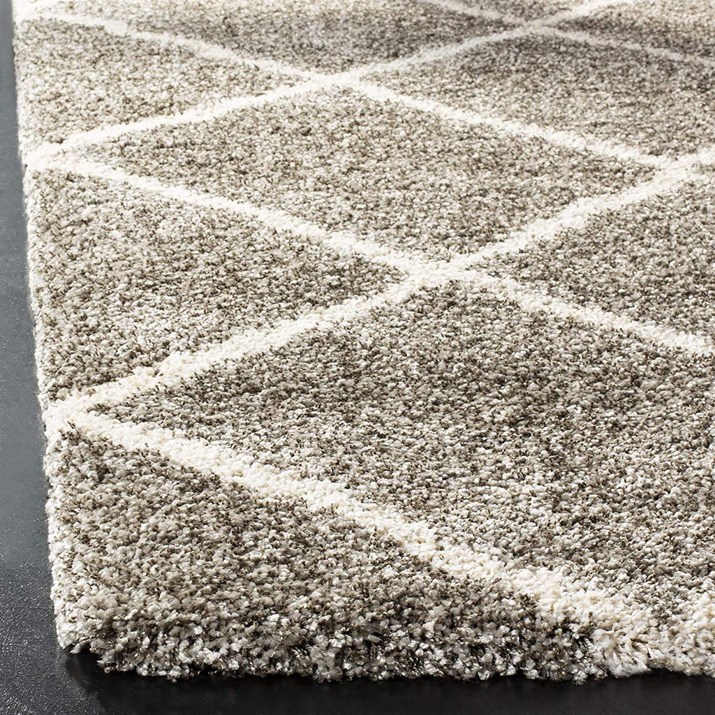 Luxury Diamond Shaggy Grey Carpet & Rug