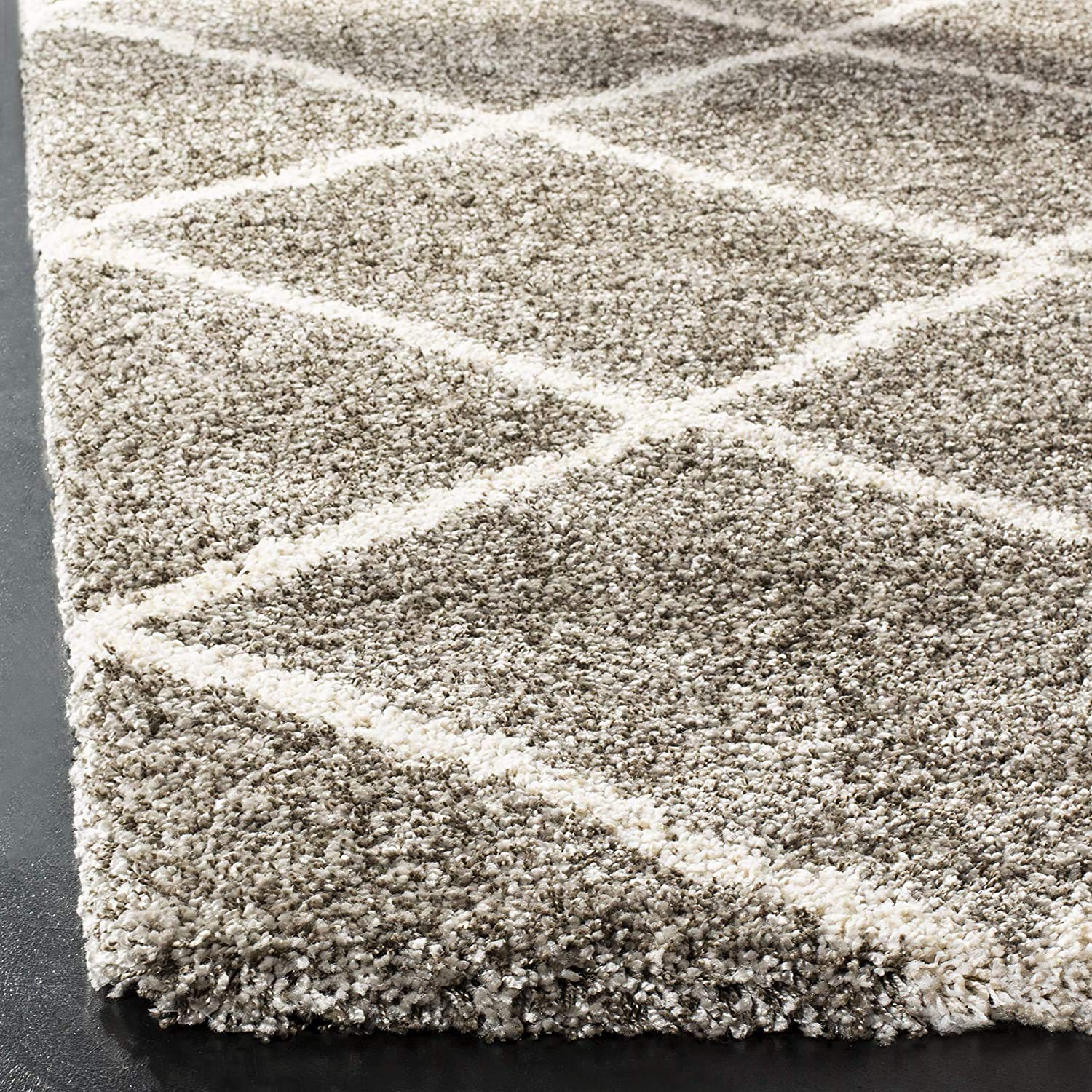 Luxury Diamond Shaggy Grey Carpet & Rug
