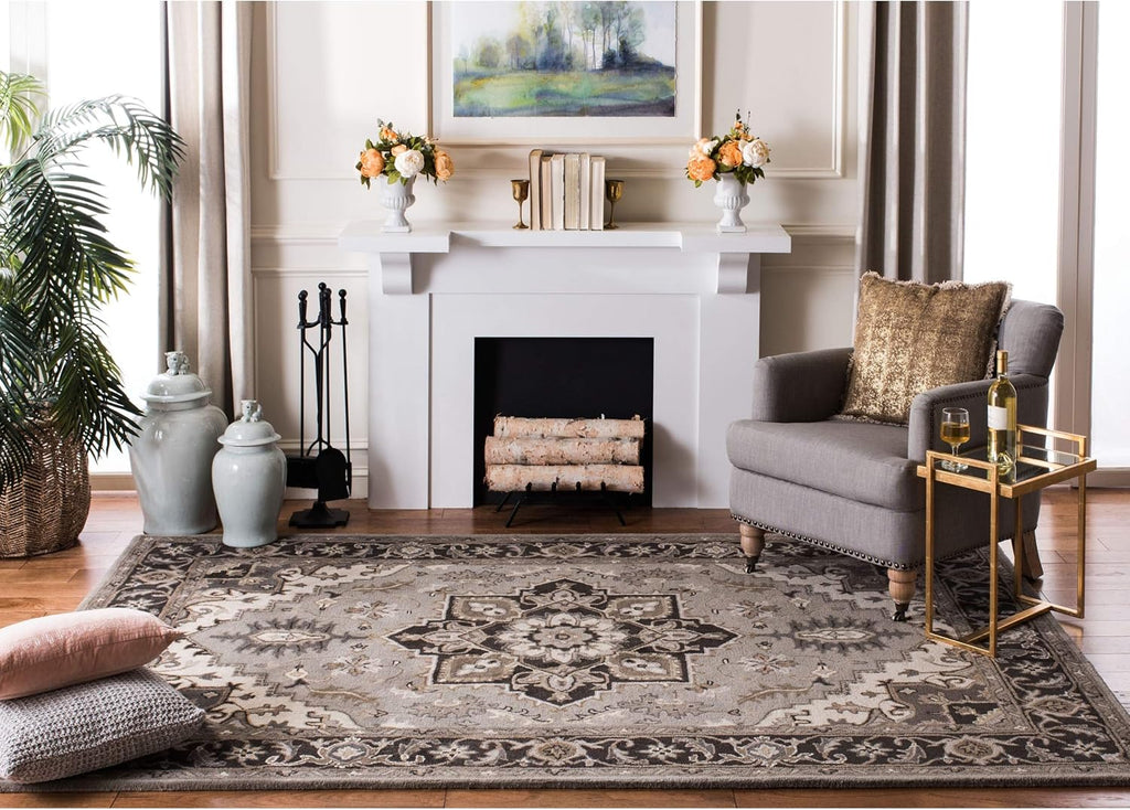Grey Heriz Border Persian Carpet