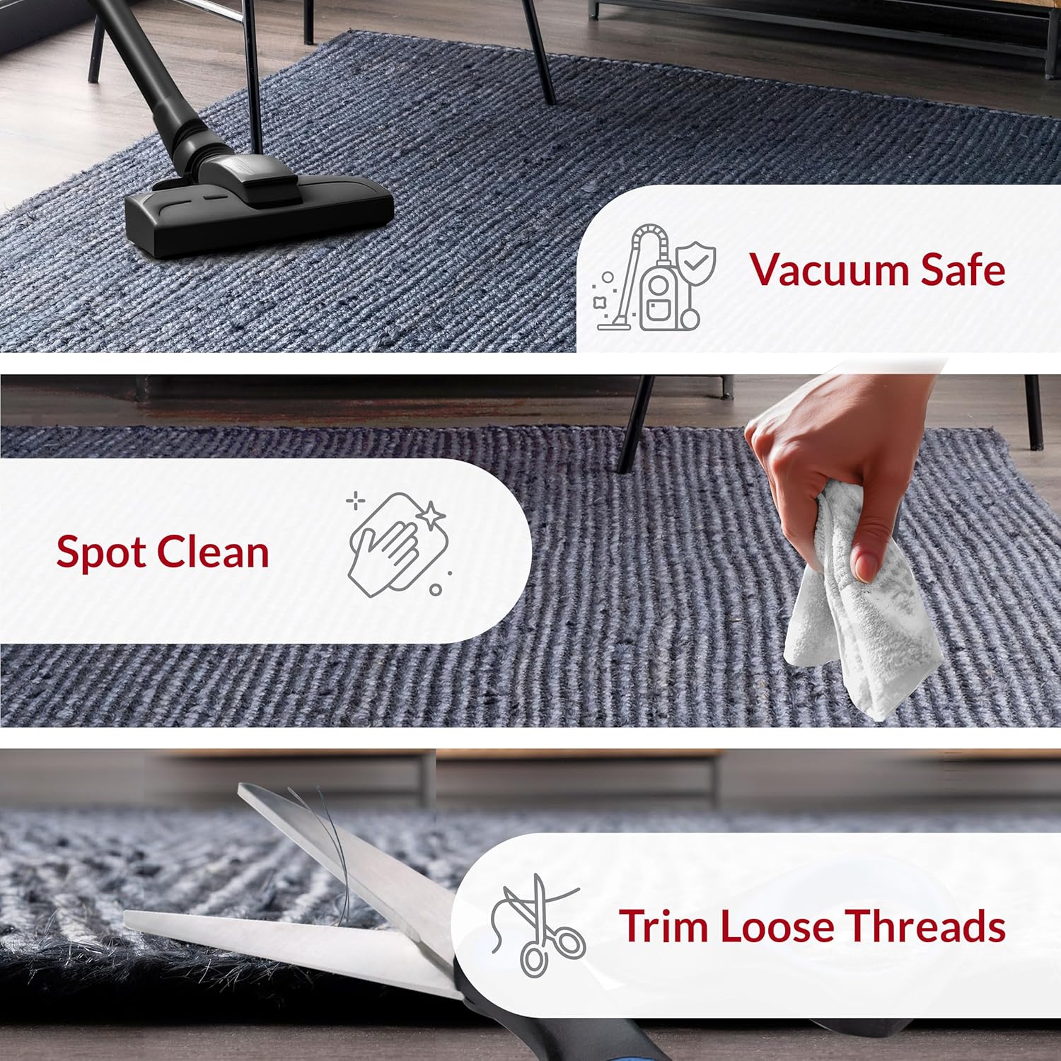 Charcoal Gray Handwoven Jute Rug