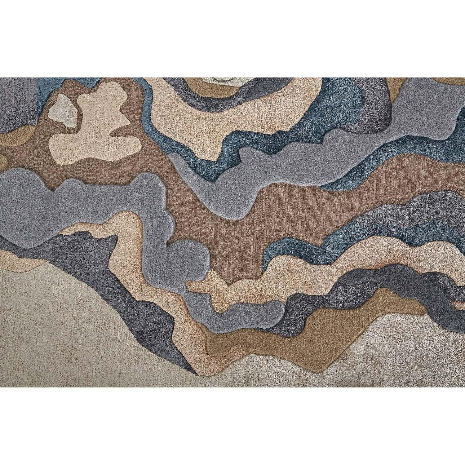 Designer Abstract Terrain Wool & Viscose Carpet