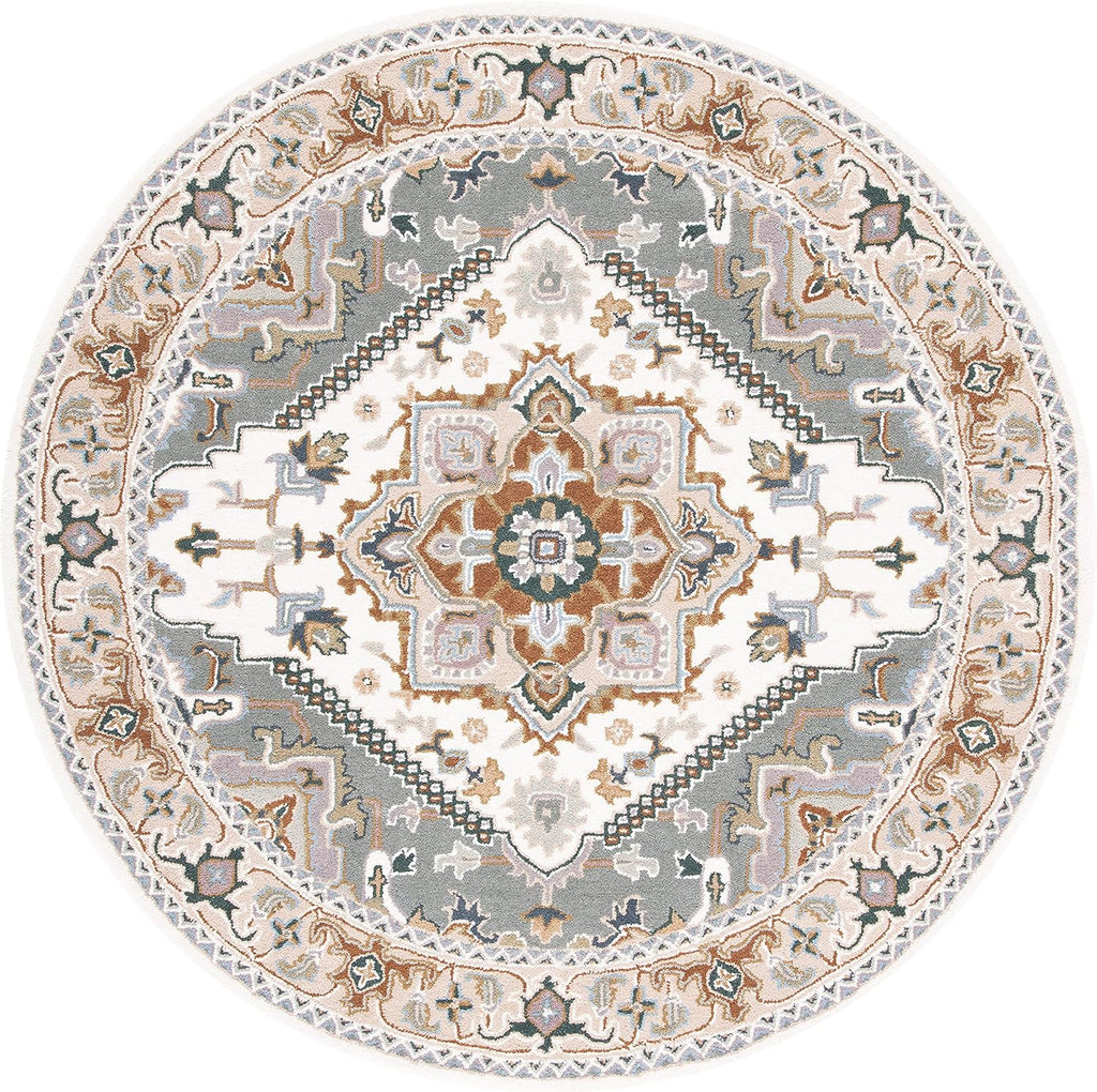 Export Quality Handmade Woollen Round Carpet – Timeless Floral Elegance