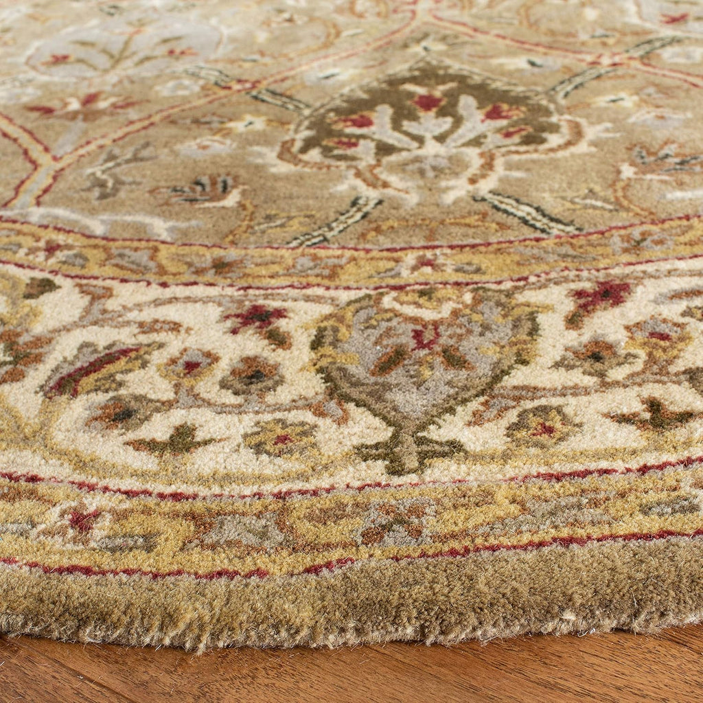 Export Quality Handmade Woollen Round Carpet – Timeless Floral Elegance