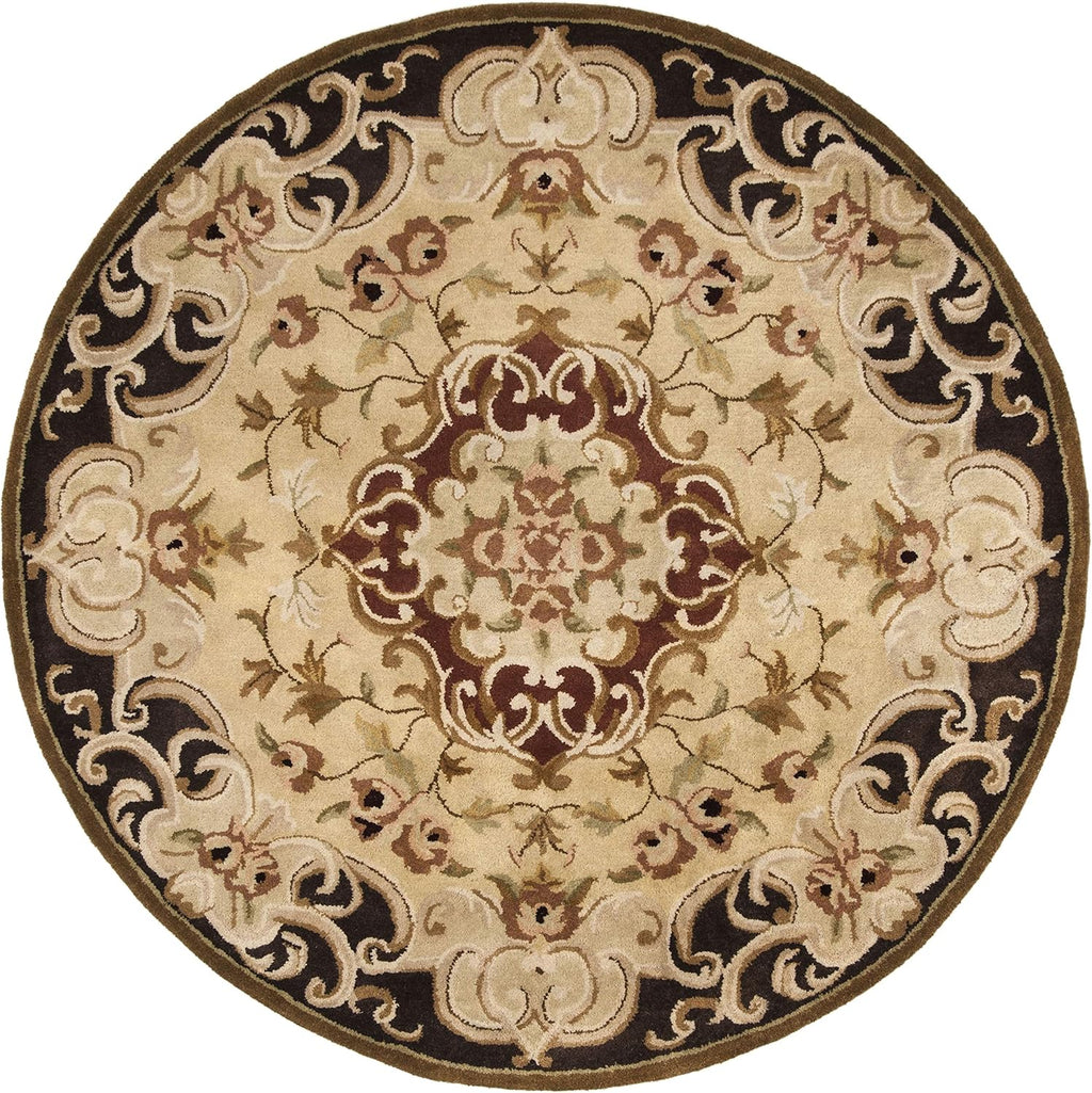 Export Quality Handmade Woollen Round Carpet – Timeless Floral Elegance