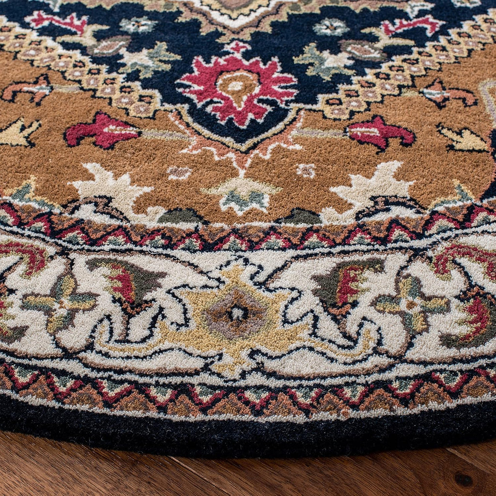 Export Quality Handmade Woollen Round Carpet – Timeless Floral Elegance