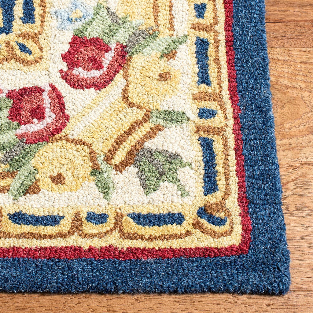 Vintage Inspired Blue Floral Scroll Rug