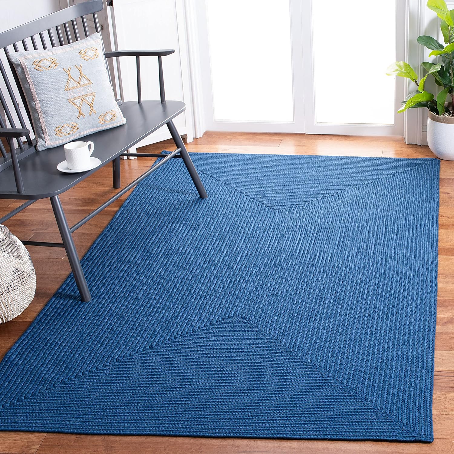Solid Blue Jute Rug