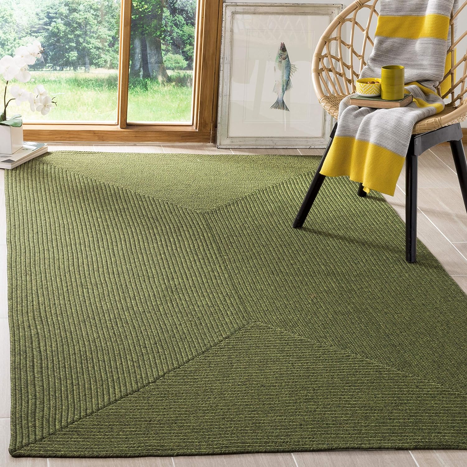 Green Handwoven Jute Carpet