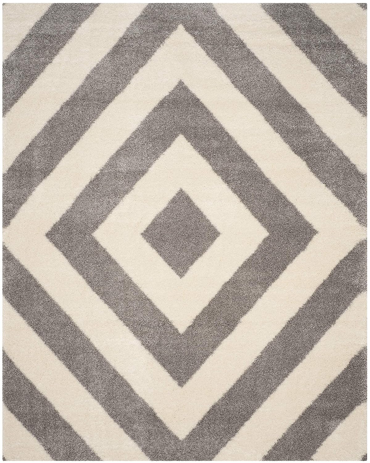 Concentric Diamond White Carpet & Rug