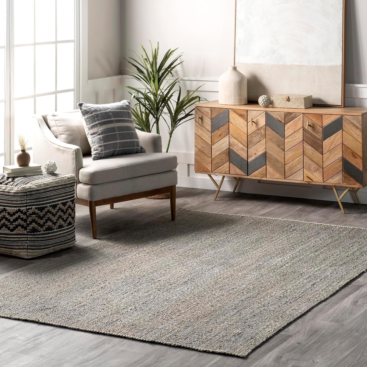 Natural Gray Farmhouse Jute Carpet