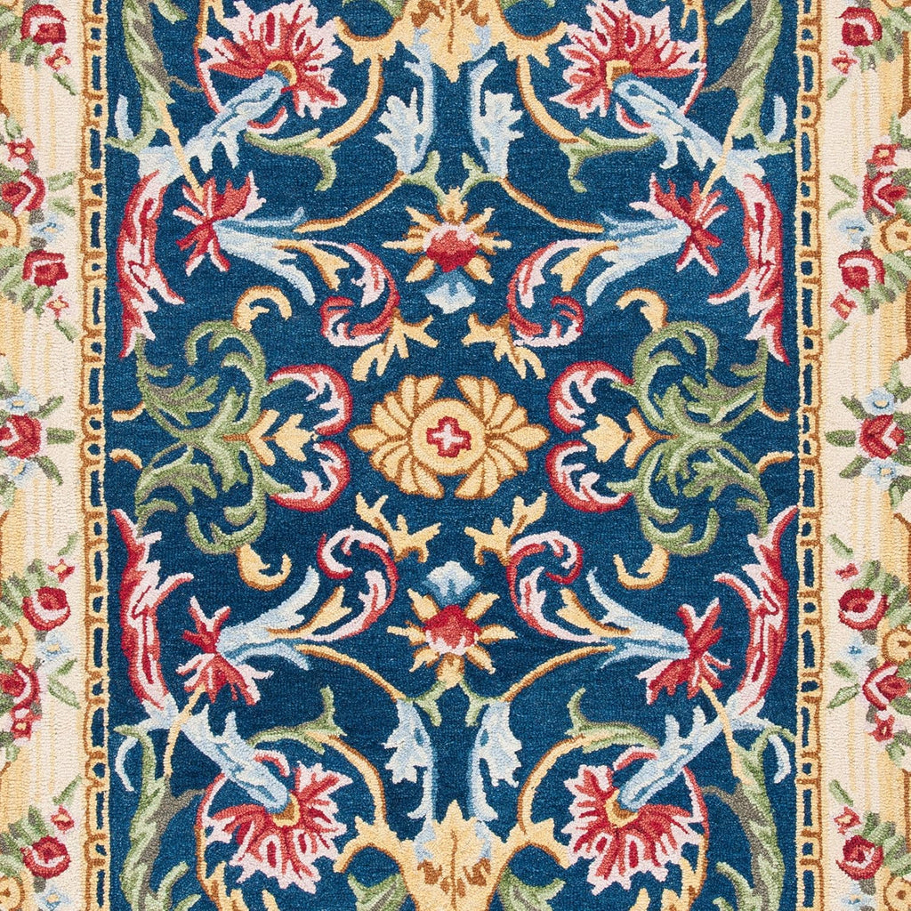 Vintage Inspired Blue Floral Scroll Rug