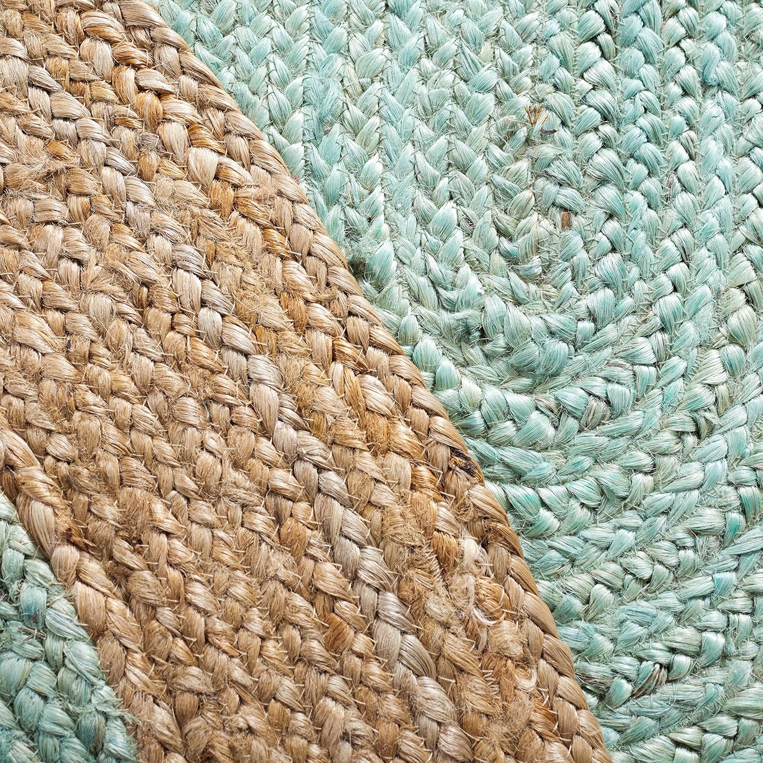 Luxury Sea Green & Natural Jute Carpet