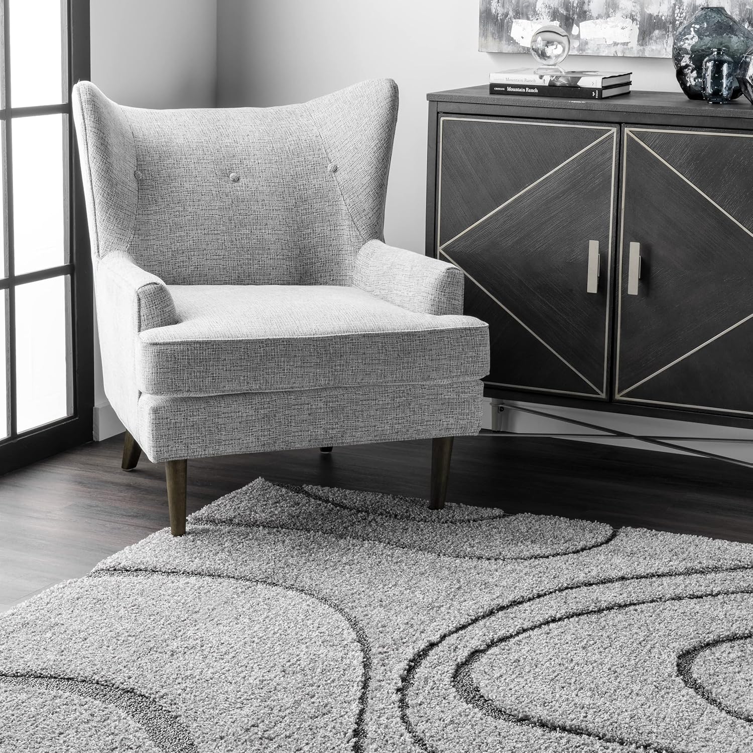 Modern Wave Pattern Grey Carpet & Rug