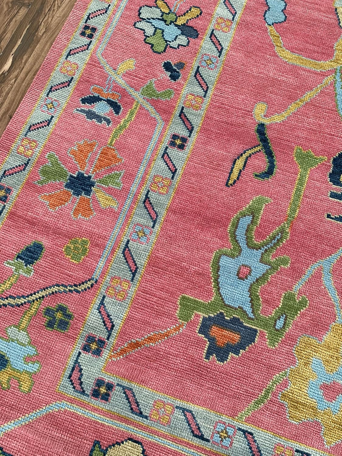 Hand Knotted Oushak Rug for Living Room, Dining Room, Office, Bedroom, Hand Knotted Wool Rug