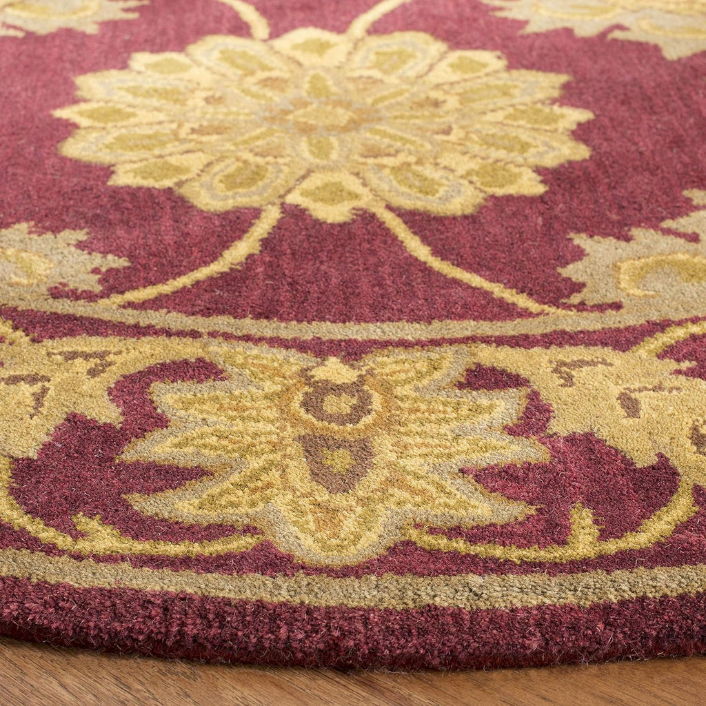 Export Quality Handmade Woollen Round Carpet – Timeless Floral Elegance
