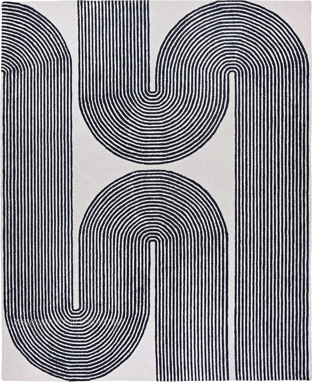 Black Eclipse Path Contemporary Rug