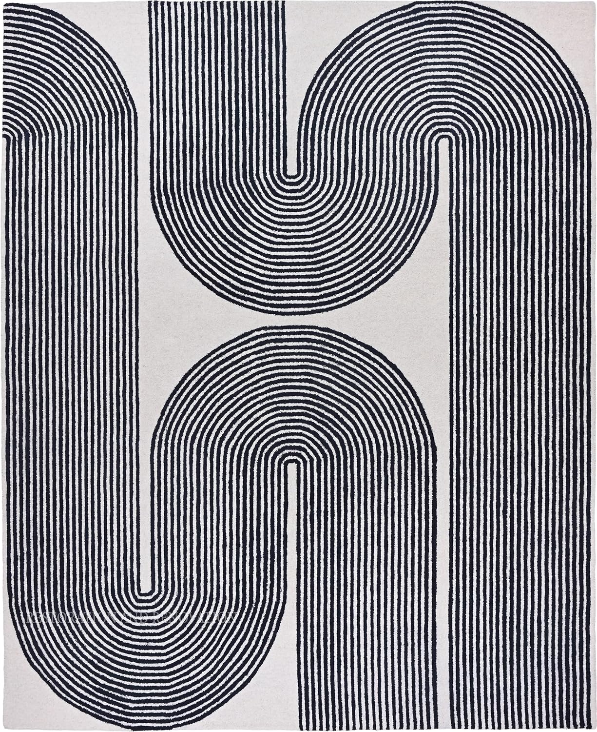 Black Eclipse Path Contemporary Rug