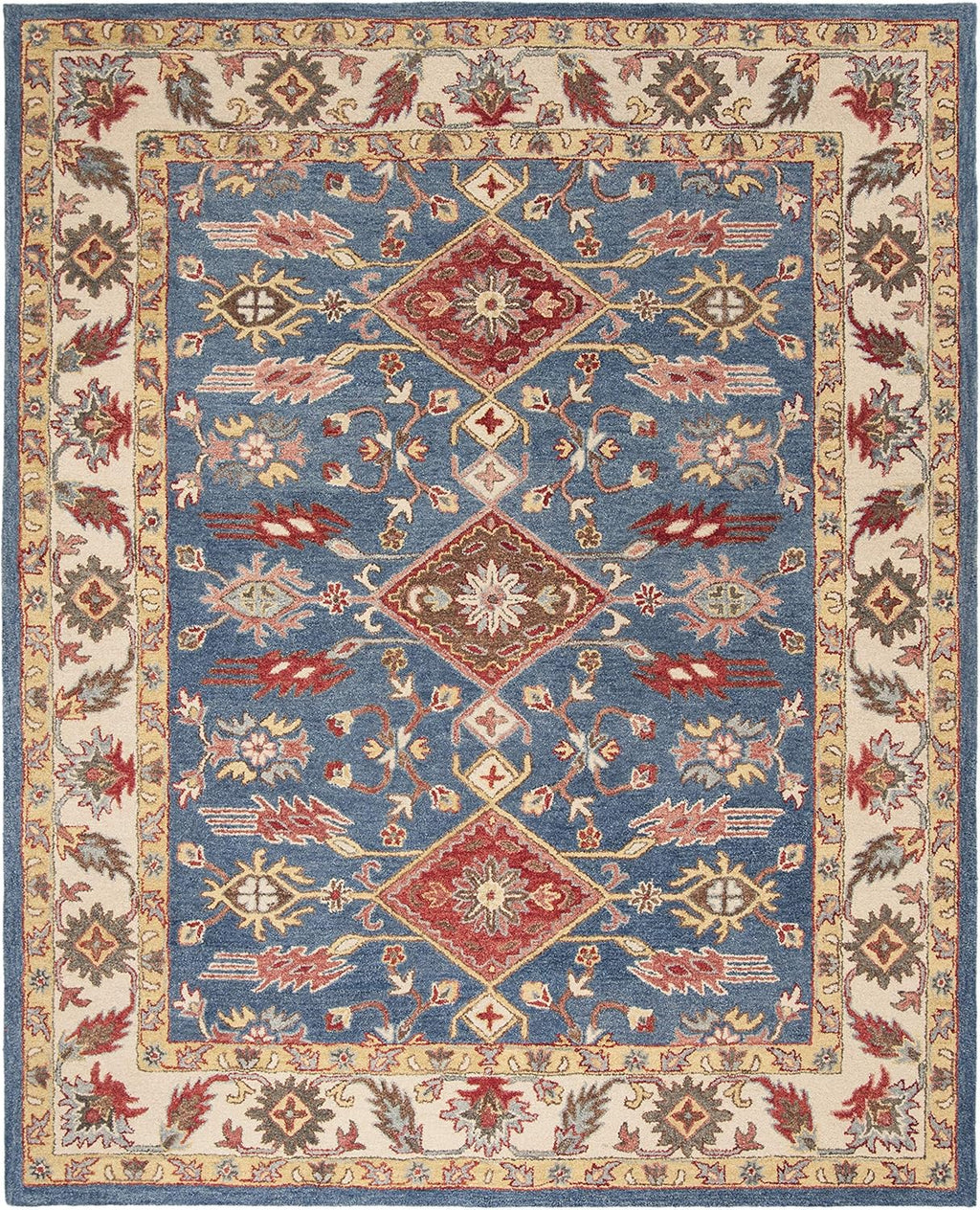 Blue Geometric Border Persian Carpet