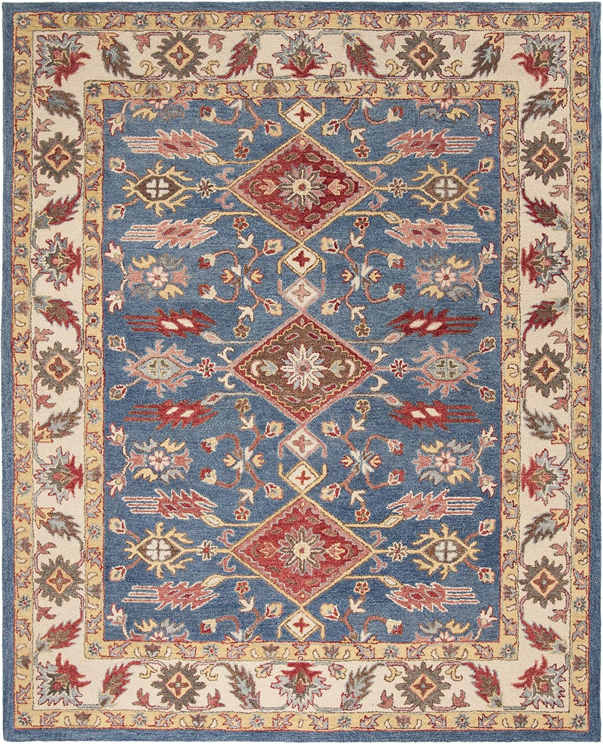 Blue Geometric Border Persian Carpet