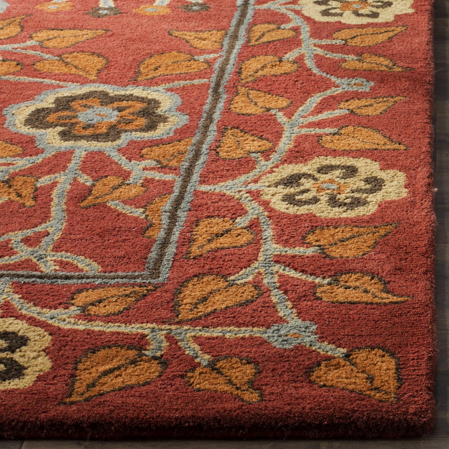 Terracotta Floral Vine Hand Tufted Wool Area Rug