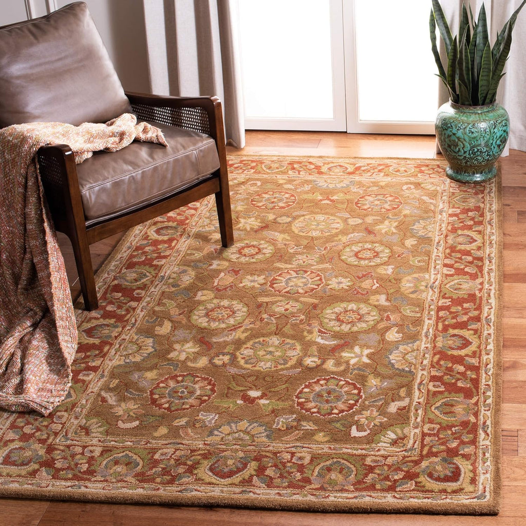 Olive Green Flower  Rug