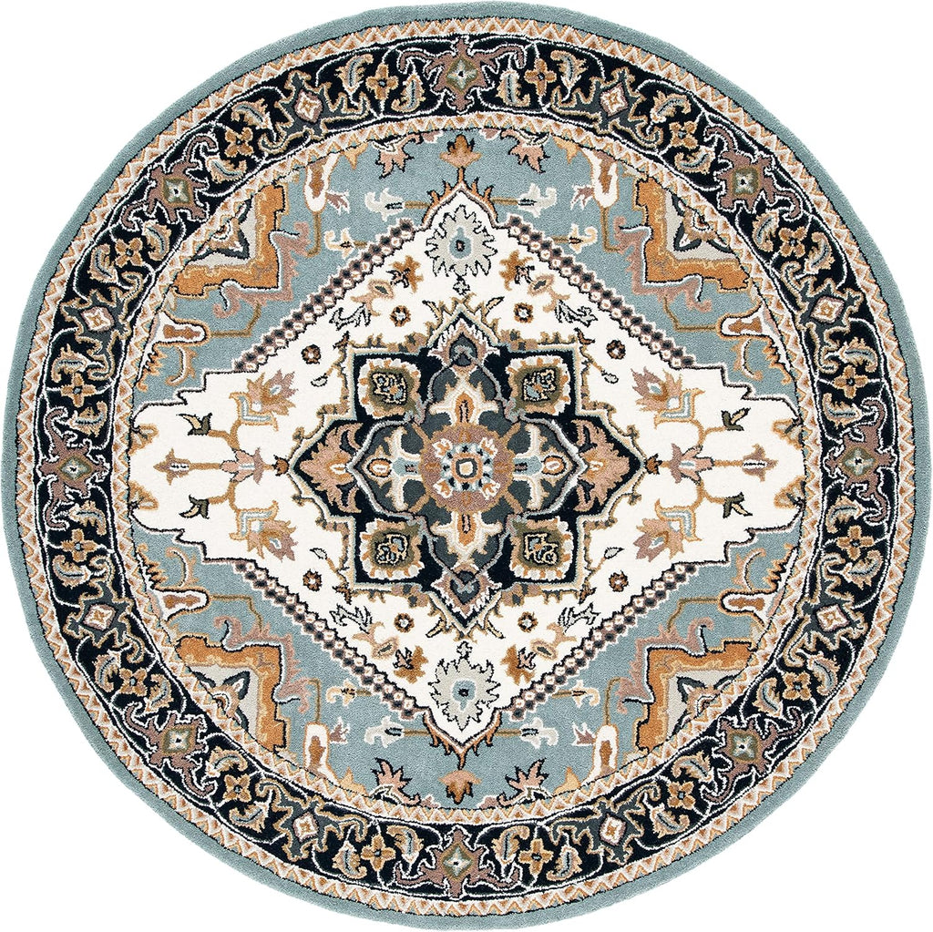 Export Quality Handmade Woollen Round Carpet – Timeless Floral Elegance