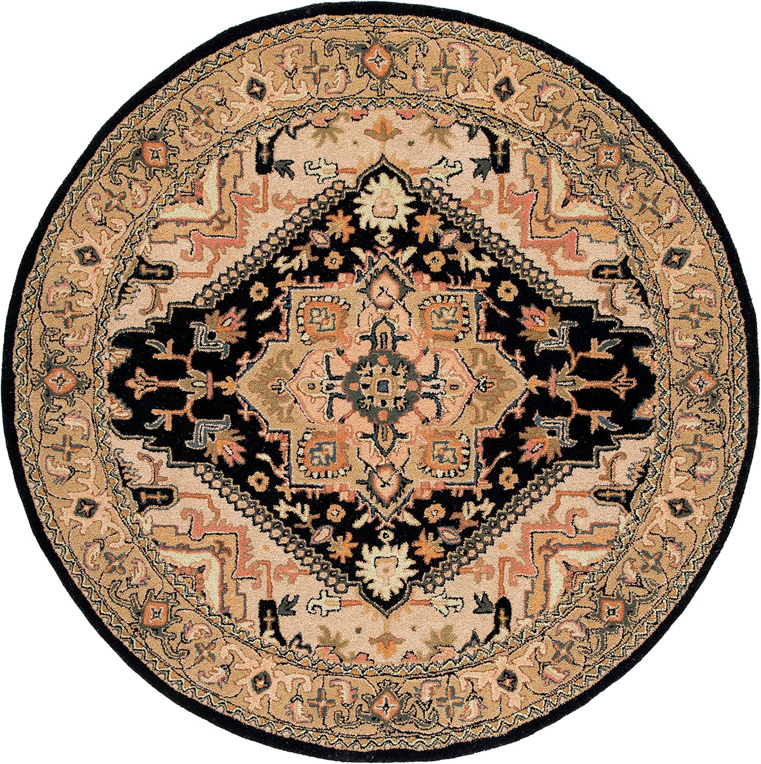 Export Quality Handmade Woollen Round Carpet – Timeless Floral Elegance
