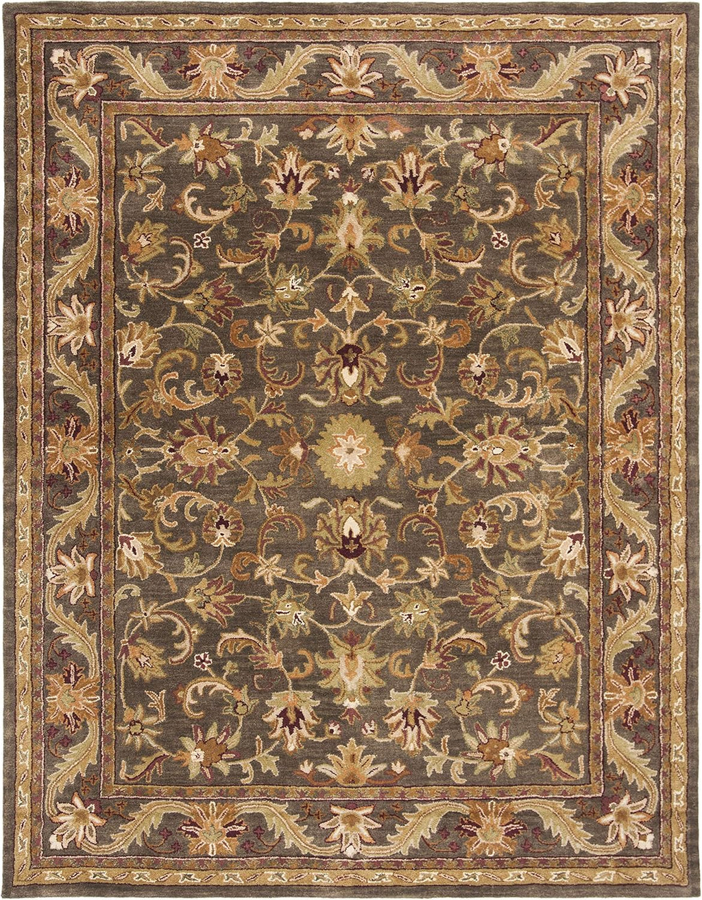 Charcoal Classic Floral Border Carpet & Rug