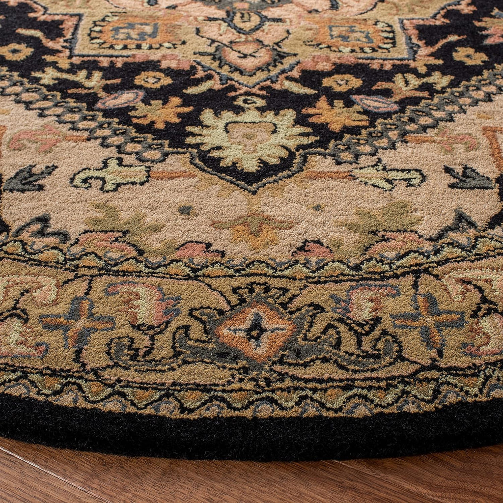 Export Quality Handmade Woollen Round Carpet – Timeless Floral Elegance