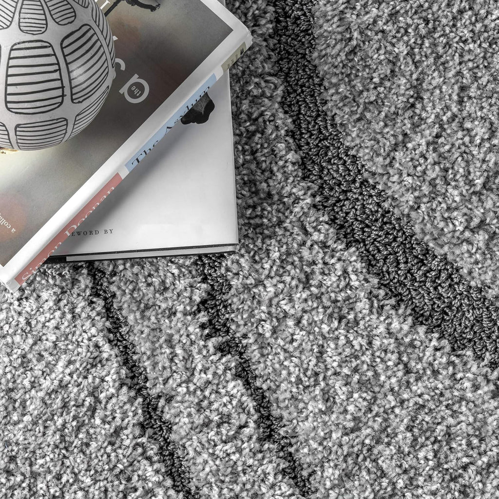Modern Wave Pattern Grey Carpet & Rug